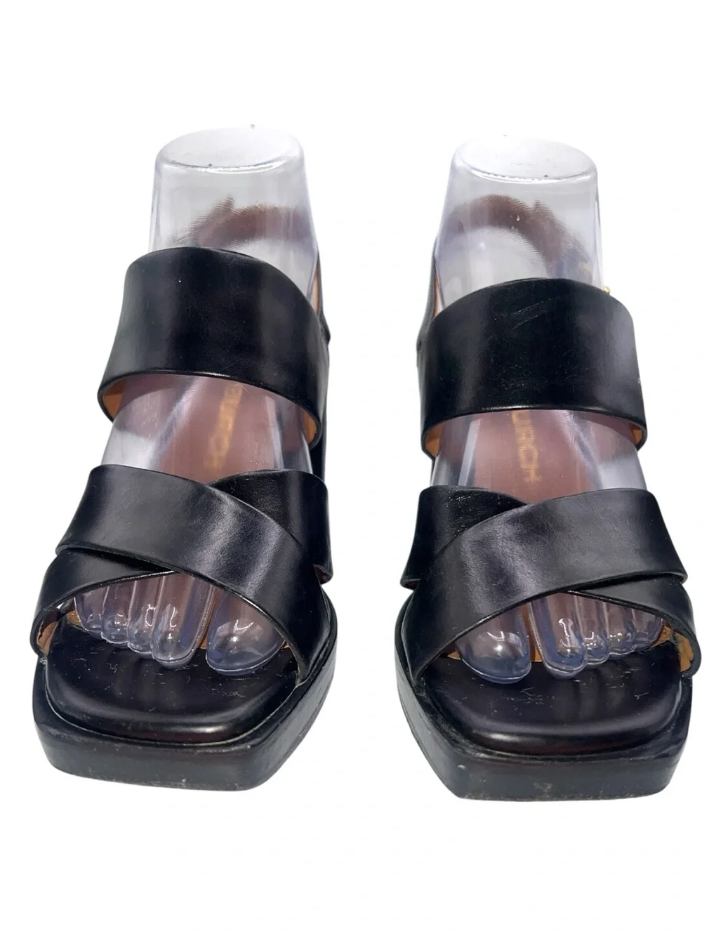 Tory Burch‎ Ruby Chain Slingback Block Heel Sandals Black Leather Size 9